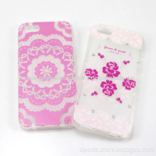 Colorful design TPU cover for iPhone 5/5s with rhinestones
